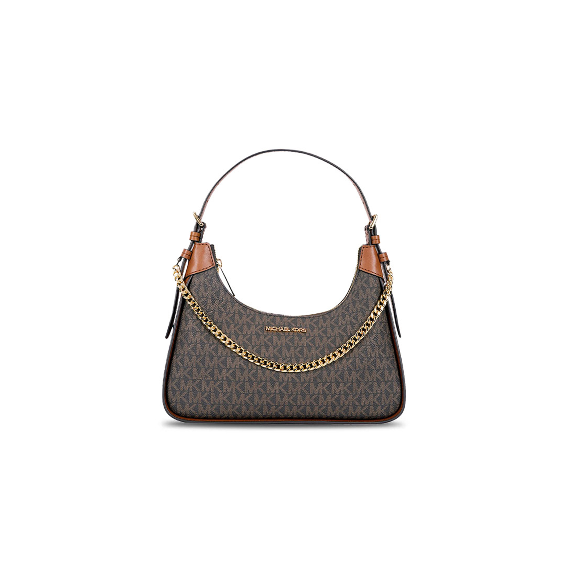 MICHAEL KORS MK WILMA WOMEN'S MEDIUM OLD FLOWER CHAIN UNDERARM BAG CROISSANT 35H3G3WL8B-BROWN (27*20*7cm)